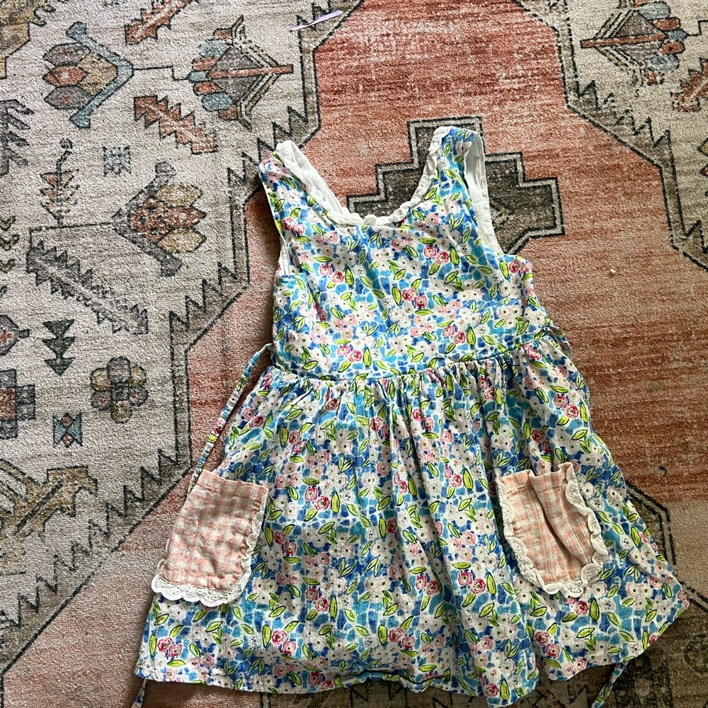 SweetHoney Floral Kids Dress with Pink and Blue